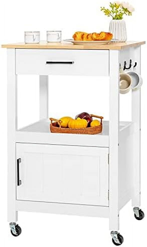 GEROBOOM Kitchen Island with Small Kitchen Cart on Wheels w/Drawer 3