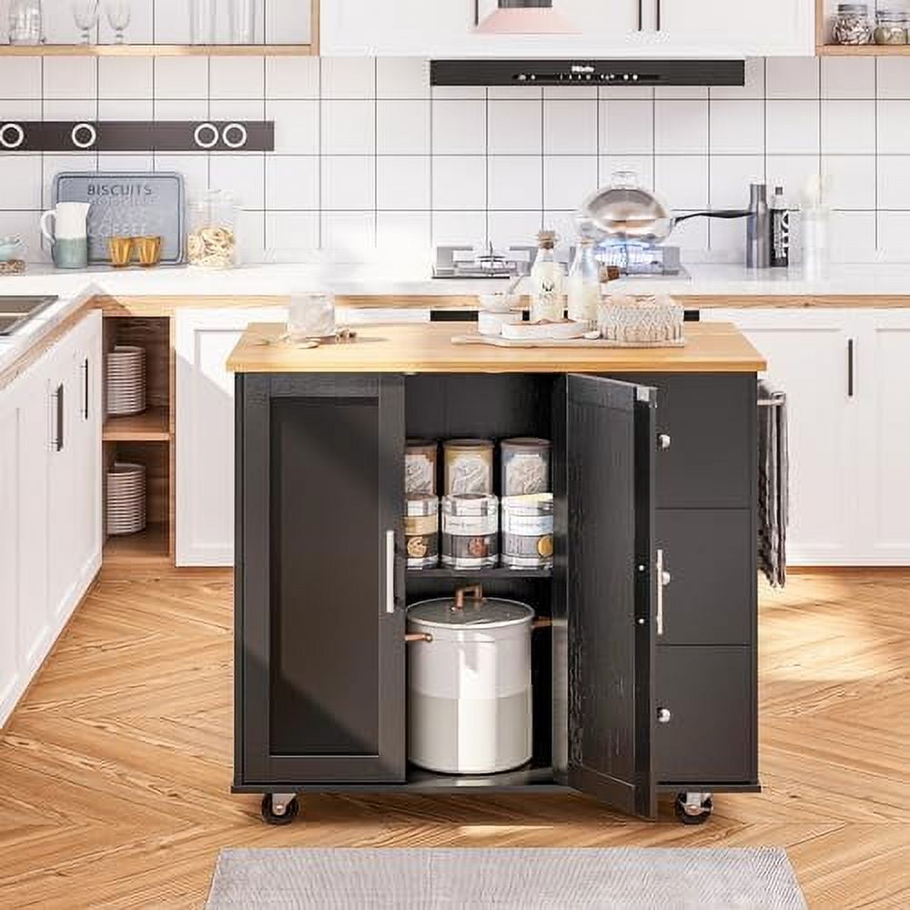 GEROBOOM Kitchen Island on Wheels with & Foldable Drop Leaf 39.7" Width Rolling Kitchen