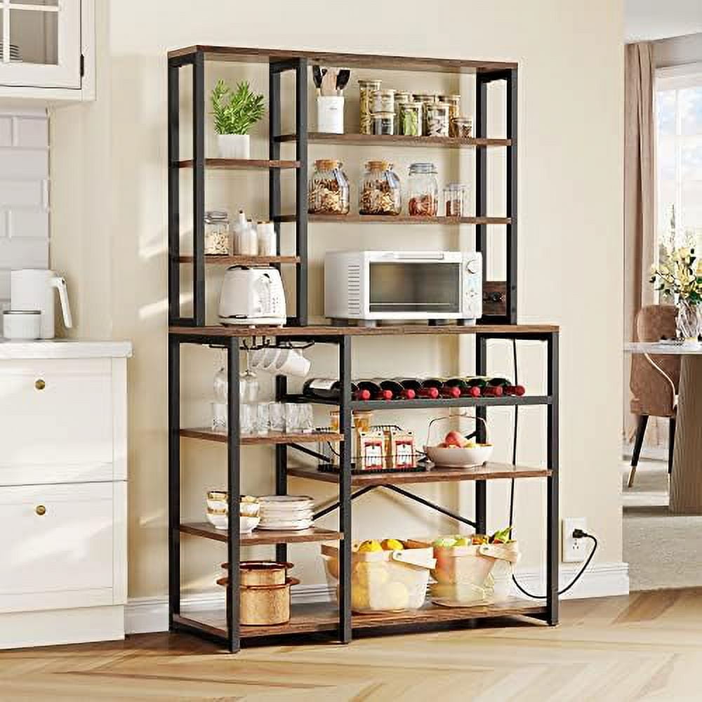 GEROBOOM Kitchen Microwave Stand Bakers Rack Coffee Wine Utility Shelves for Liquor Glasses