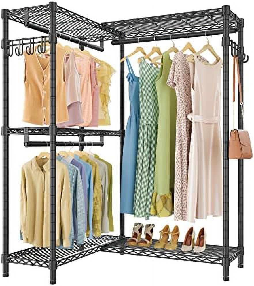 GEROBOOM L4E L Shape Clothes Rack for Hanging Clothes Heavy duty