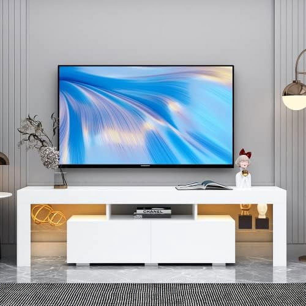 GEROBOOM LED TV Stand for 70 Inch TV Black TV Stand 70 Inch TV Table 50