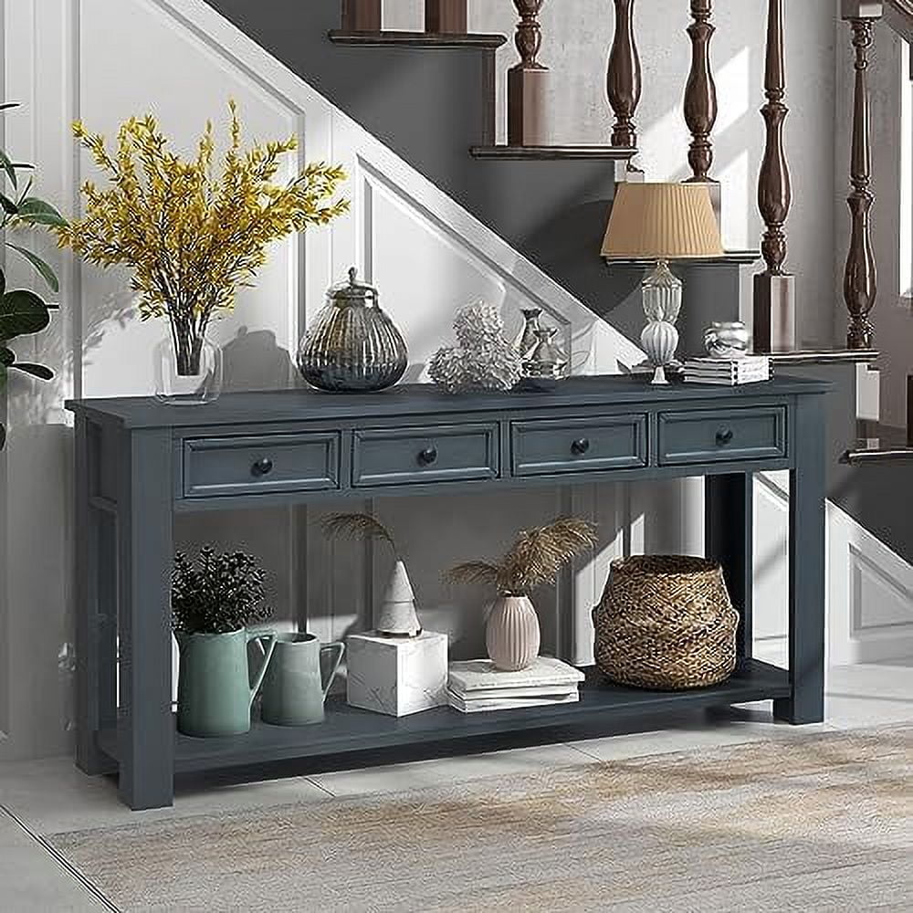 GEROBOOM Long Entryway Console Sofa Table with 4 Drawers and Bottom 63 ...
