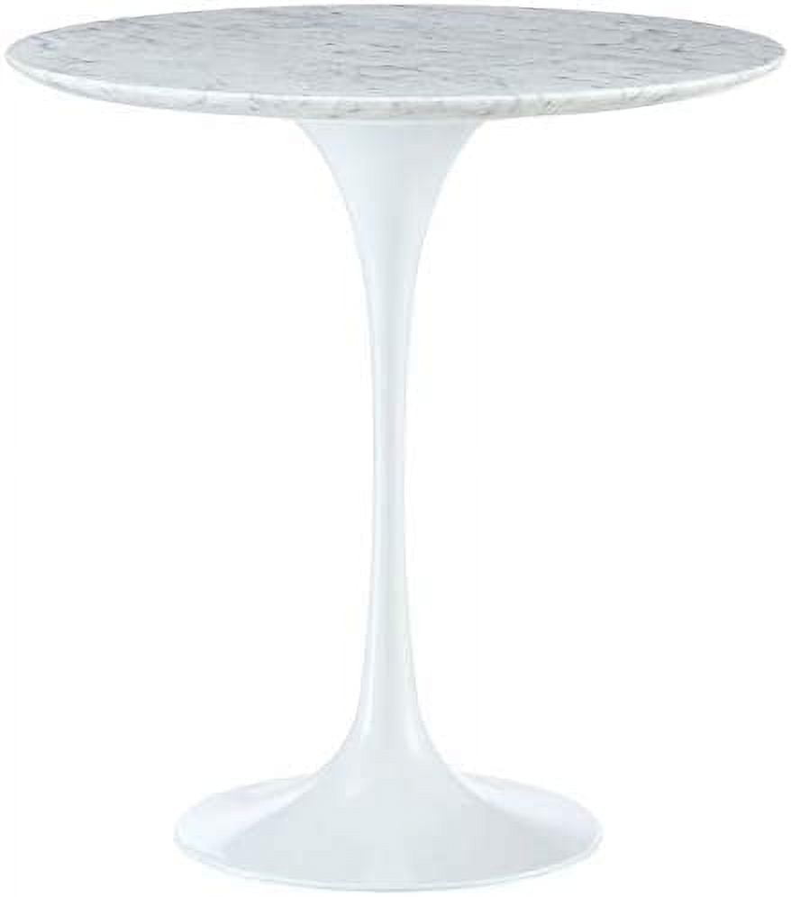 Modern 20" Round White Marble Side Table with Aluminum Base