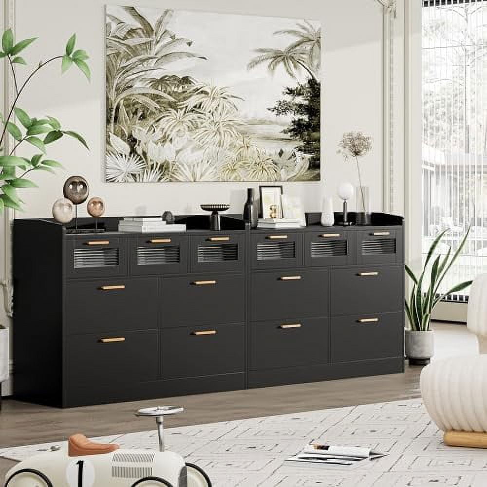 GEROBOOM Modern 7 Drawer Double Dresser Wide Chest of Drawers with