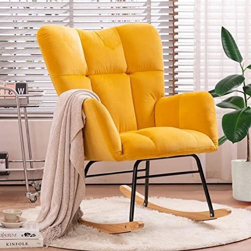 GEROBOOM Nursery Rocking Chair Teddy Upholstered Glider Rocker Rocking