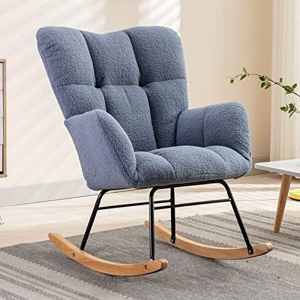 GEROBOOM Nursery Rocking Chair Velvet Upholstered Glider Rocker Rocking Accent Chair Padded Seat