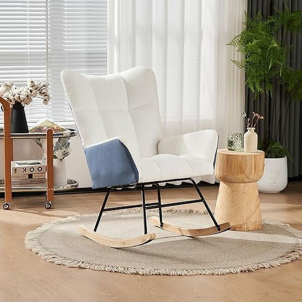 GEROBOOM Rocking Chair Nursery Teddy Fabric Upholstered Nursery Rocker