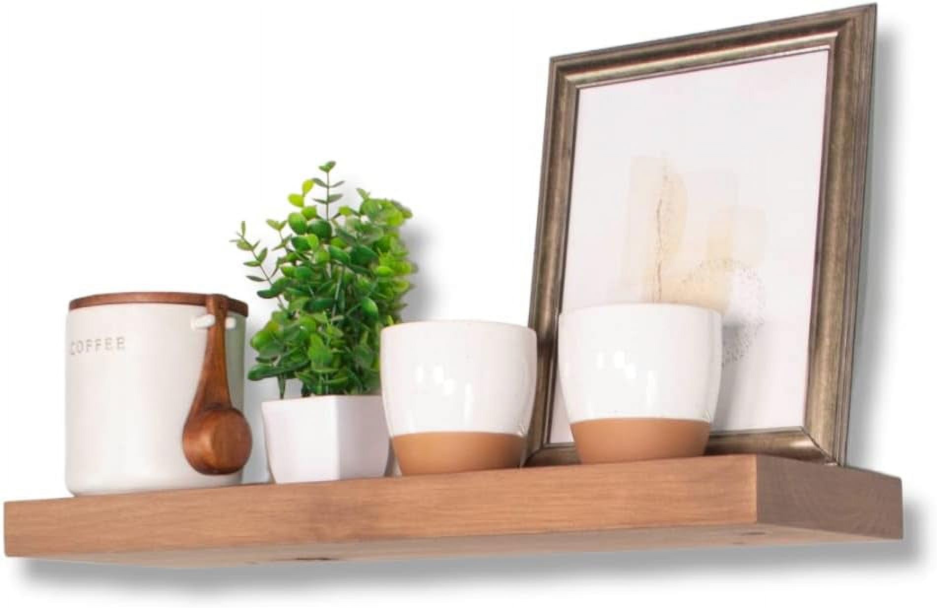 GEROBOOM Rustic Alder Wood Floating Shelf. ONE 1.5 Inch Solid Alder