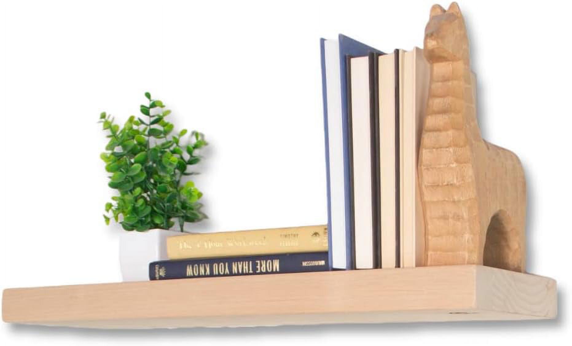 GEROBOOM Rustic Alder Wood Floating Shelf. ONE 1.5 Inch Solid Alder