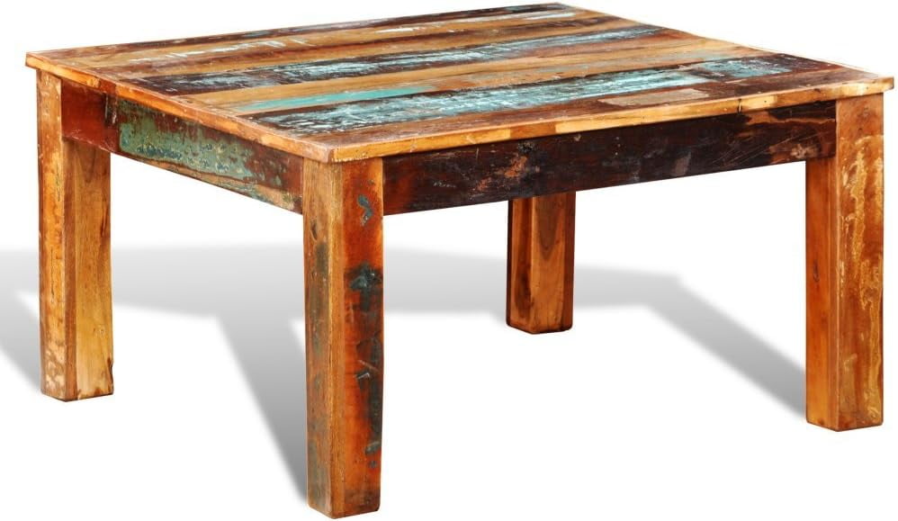 31" Exotic Reclaimed Wood Square Coffee Table