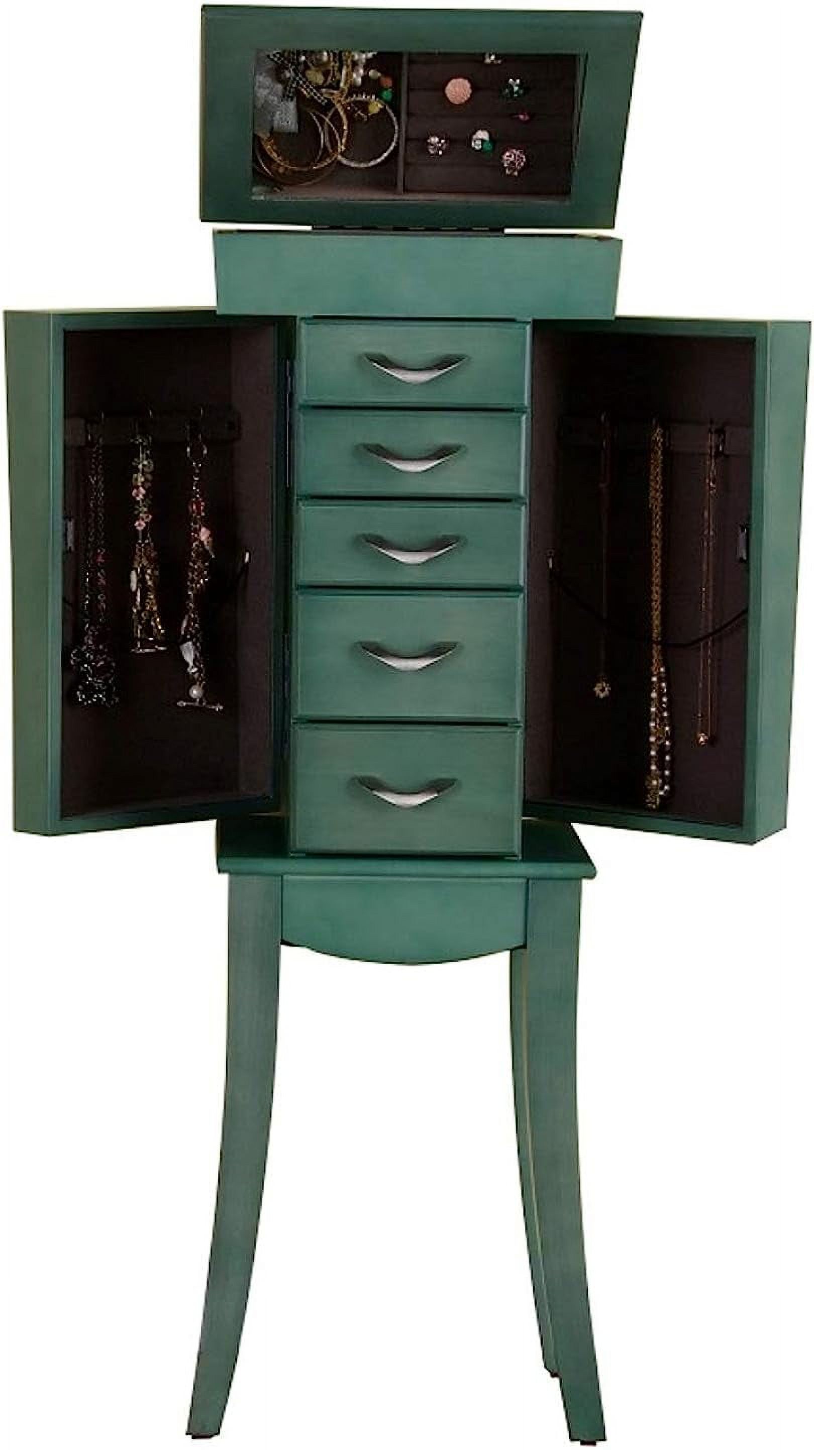 GEROBOOM Rustic Green Jewelry Armoire Organizer