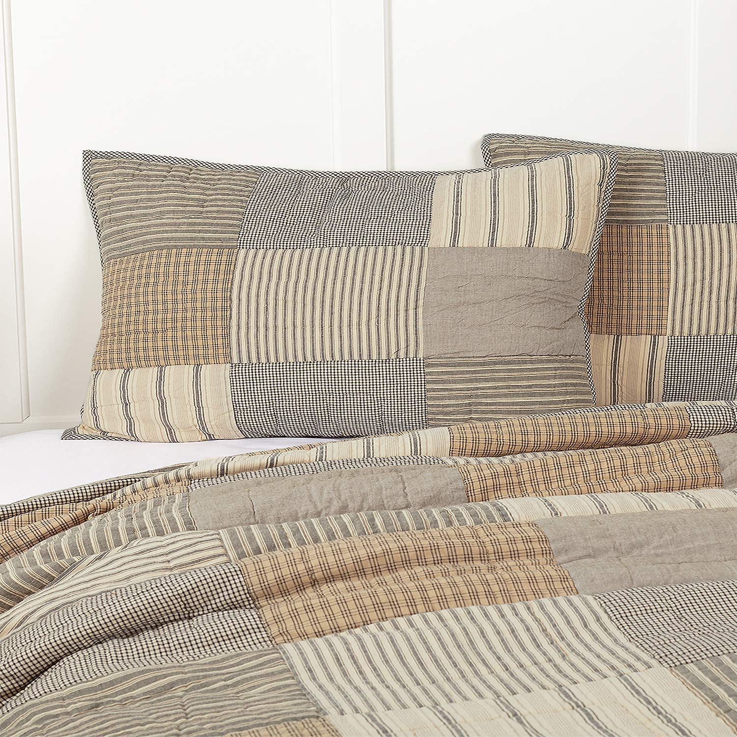 GEROBOOM Sawyer Mill Patchwork Chambray Cotton Farmhouse Bedding Pre