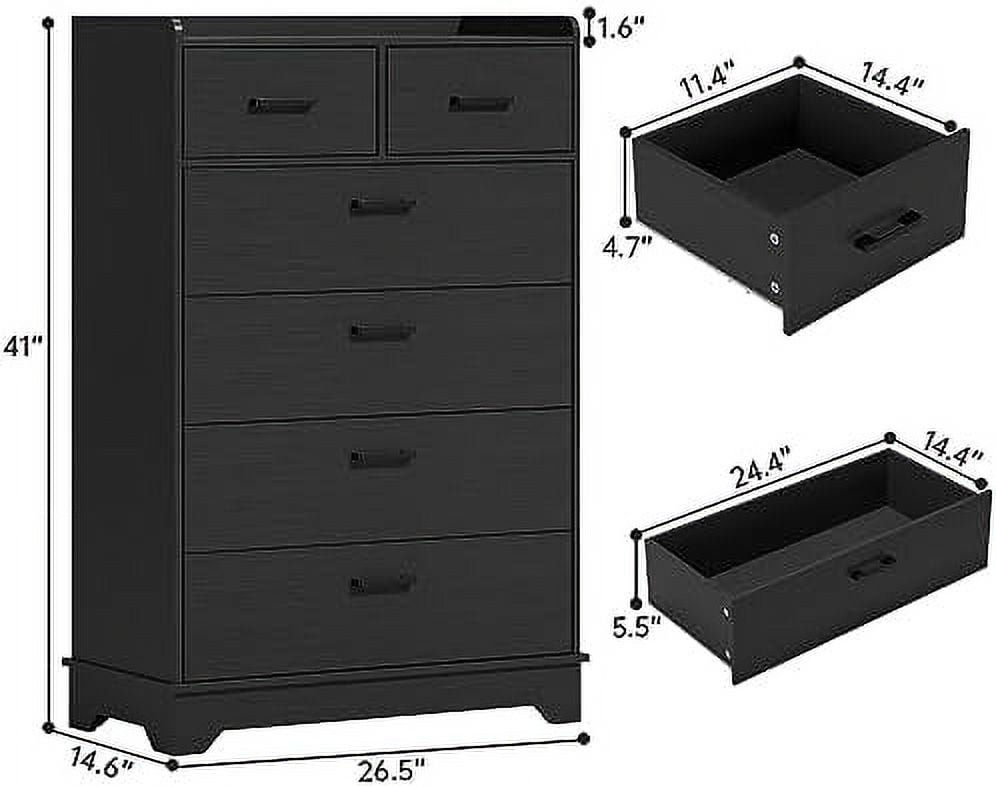 GEROBOOM Tall Dresser for Bedroom Modern Vertical 6 Drawer Dresser