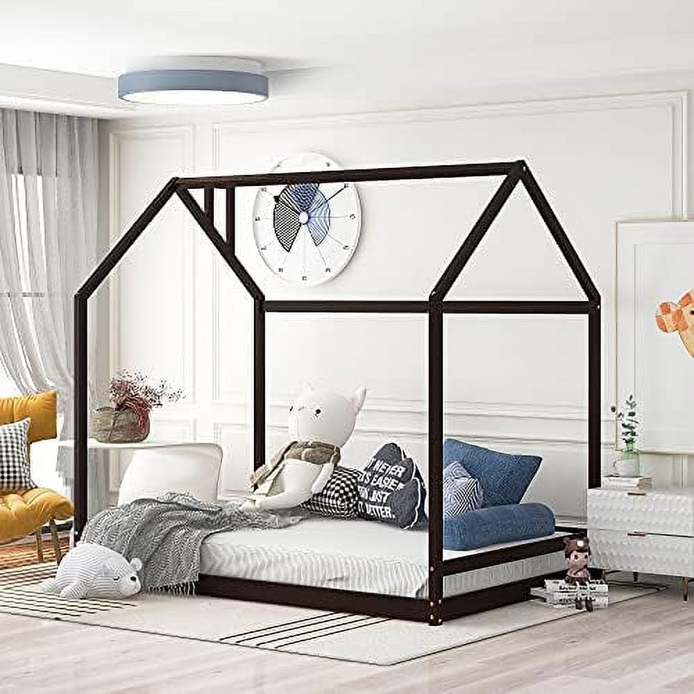 GEROBOOM Twin House Bed for Twin Size Montessori Floor Bed with