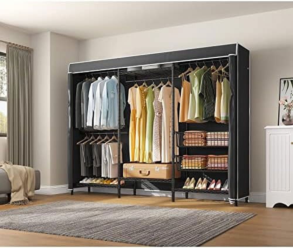 GEROBOOM V10C Medium Heavy Duty Covered Clothes Rack Portable Bedroom