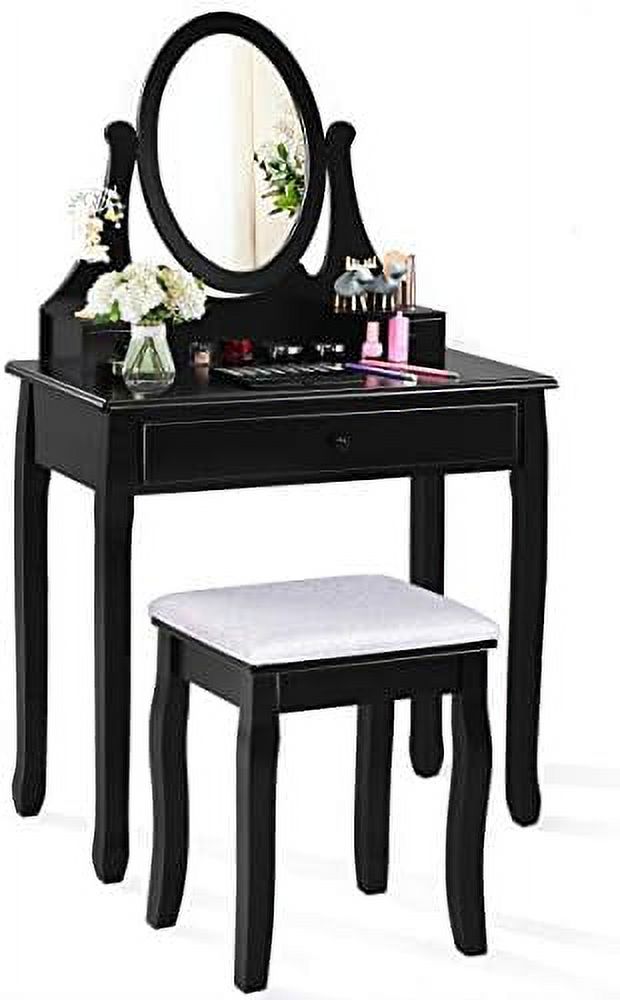 GEROBOOM Vanity Dressing Table Set with Cushioned Stool & ° Adjustable