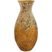 GEROBOOM Vase \u2013 Made of Terracotta with Yellow Tan Glass Mosaic Pieces \u2013 Exquisite Home Decor Accent Piece \u2013 18 x 10 Inches - for Hallway  Bedroom  Living Room