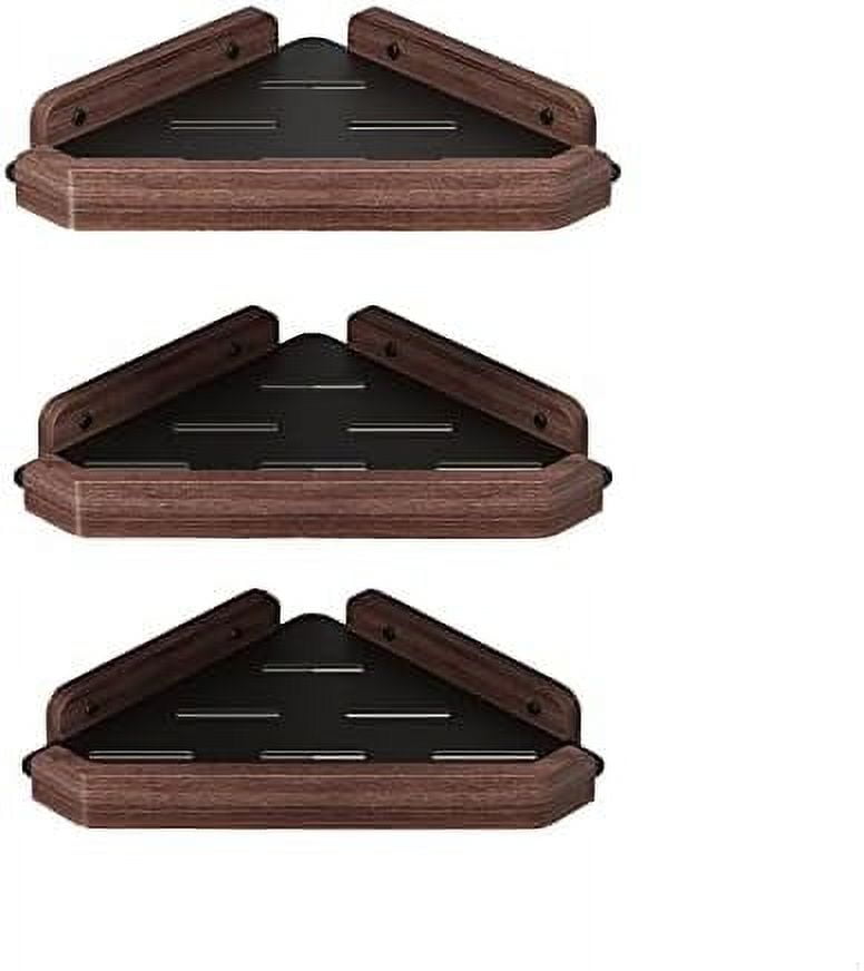 GEROBOOM Walnut Wood Floating Wall Shelves Round End Wall Mounted