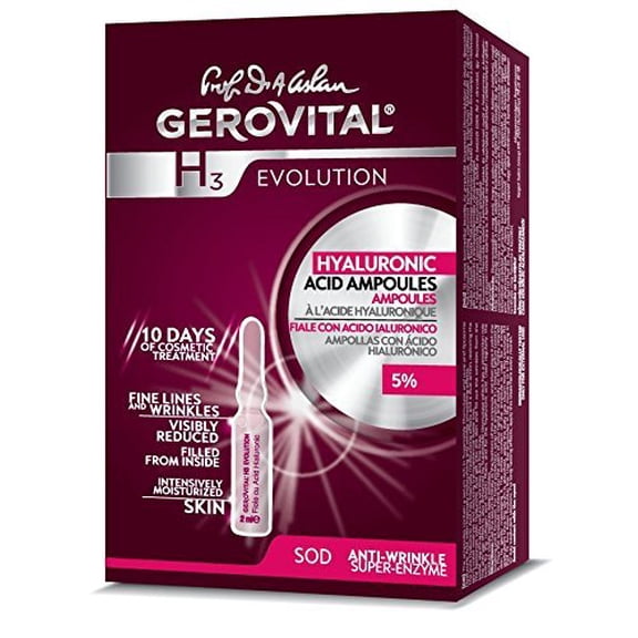 GEROVITAL H3 EVOLUTION  Hyaluronic Acid Ampoules with Superoxide Dismutase for Anti-Aging, 2ml x 10
