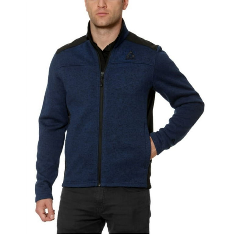 GERRY Men s Mixed Media Knit On the Go Fleece Lined Full Zip Jacket Navy Medium