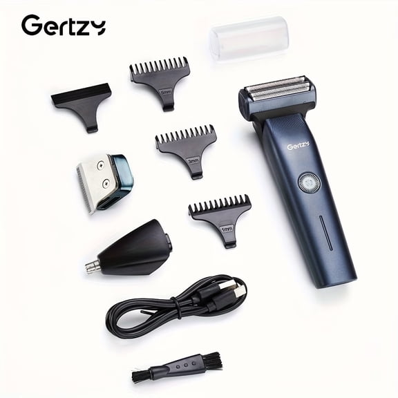 GERTZY 3-in-1 Men's Electric Hair Clipper, Shaver & Trimmer - Portable USB Rechargeable Grooming Kit for Beard, Nose & Hair Trimming