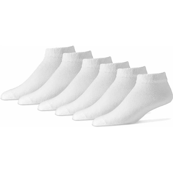 GERVRA Diabetic Ankle Length/Low Cut Socks (3 Pair Pack) Seamless Cotton Blend Made in USA (9-11, White)