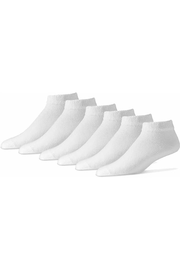 Diabetic Ankle Length/Low Cut Socks (3 Pair Pack) Seamless Cotton Blend Made in USA (9-11, White)