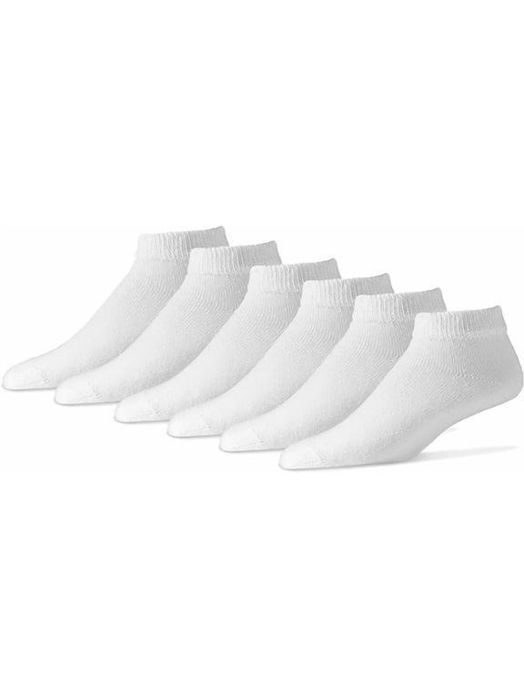 Diabetic Ankle/Low Cut Length Socks (3 Pair Pack) Seamless Cotton Blend Made in USA (13-15, White)