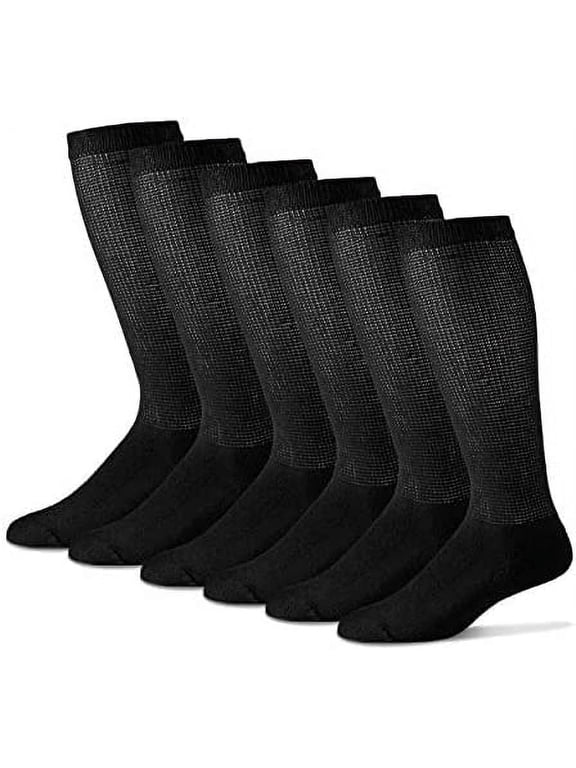 Diabetic Knee High Over The Calf Socks for Men and Women with Full Sole 3 Pairs (10-13, Black)