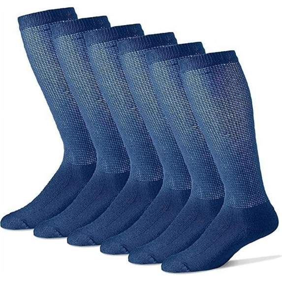 GERVRA Diabetic Knee High Over The Calf Socks for Men and Women with Full Sole 3 Pairs (9-11, Navy)