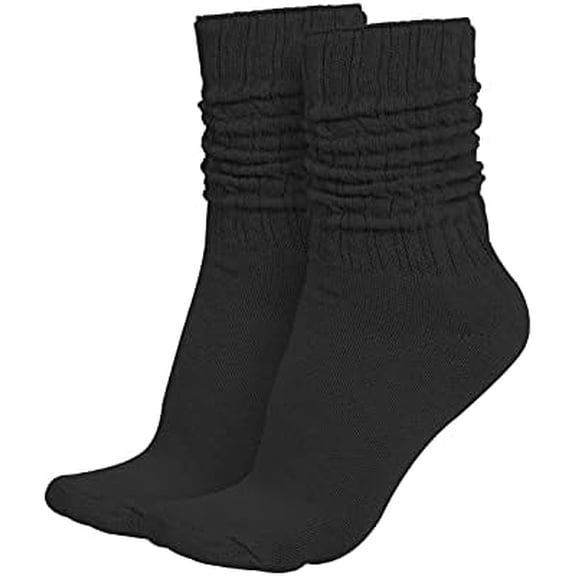 GERVRA Lightweight Slouch Socks – Unisex Retro 80s Style, Made in USA, Soft Cotton Blend, One Size Fits Most (9–11) (Black)
