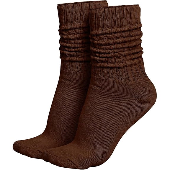 GERVRA Lightweight Slouch Socks – Unisex Retro 80s Style, Made in USA, Soft Cotton Blend, One Size Fits Most (9–11) (Brown)