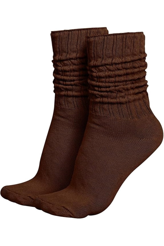 Lightweight Slouch Socks – Unisex Retro 80s Style, Made in USA, Soft Cotton Blend, One Size Fits Most (9–11) (Brown)