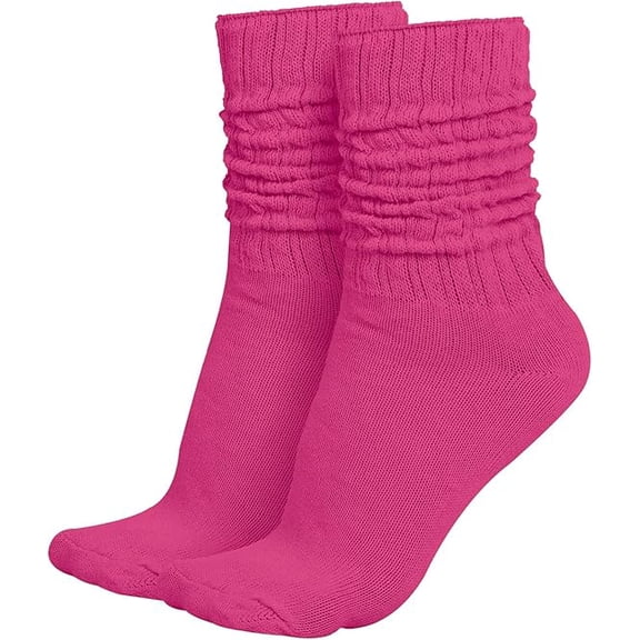 GERVRA Lightweight Slouch Socks – Unisex Retro 80s Style, Made in USA, Soft Cotton Blend, One Size Fits Most (9–11) (Fuschia)