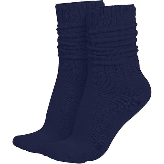 GERVRA Lightweight Slouch Socks – Unisex Retro 80s Style, Made in USA, Soft Cotton Blend, One Size Fits Most (9–11) (Navy)