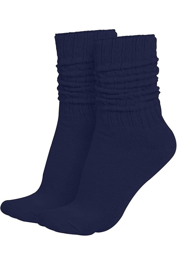 Lightweight Slouch Socks – Unisex Retro 80s Style, Made in USA, Soft Cotton Blend, One Size Fits Most (9–11) (Navy)