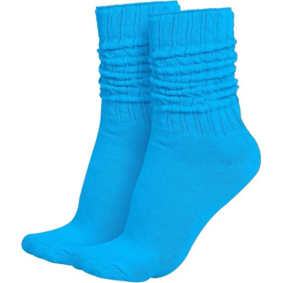 GERVRA Lightweight Slouch Socks – Unisex Retro 80s Style, Made in USA, Soft Cotton Blend, One Size Fits Most (9–11) (Turqouise)