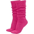 thumbnail image 1 of GERVRA Women’s Extra Long Heavy Slouch Socks – 100% Cotton, Made in USA, One Size 9–11, Retro 80s Style (Fuschia), 1 of 6