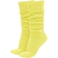 thumbnail image 1 of GERVRA Women’s Extra Long Heavy Slouch Socks – 100% Cotton, Made in USA, One Size 9–11, Retro 80s Style (Yellow), 1 of 7
