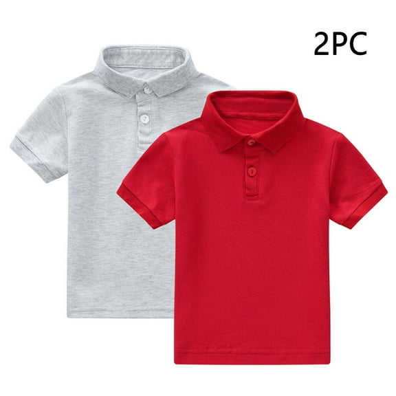 GERsome 2 Pack Girls Shirts Short Sleeve Shirt for Girls Soft Button-Down Collar Tees Kids Boys Tshirts Summer Tops T-Shirts, 1-13 Years