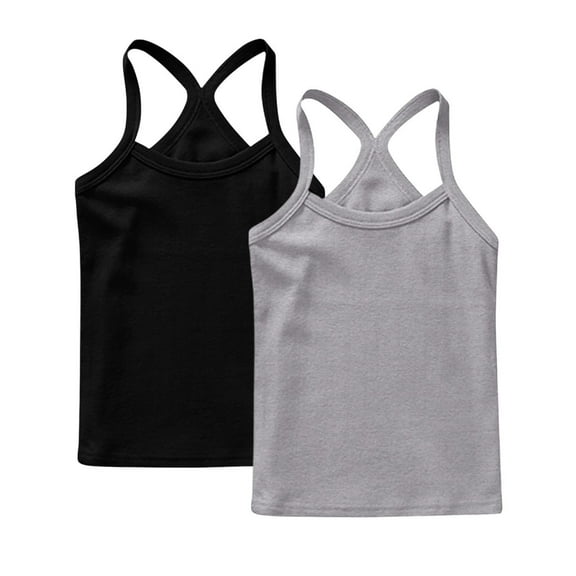 GERsome 2 Pack Girls' Tank Tops Soft Undershirts Summer Sleeveless Tank Tops Round Neck Cotton Camisole for Toddler Girls, Sizes 2-3 Years
