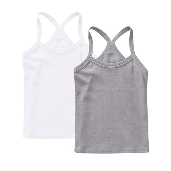 GERsome 2 Pack Girls' Tank Tops Soft Undershirts Summer Sleeveless Tank Tops Round Neck Cotton Camisole for Toddler Girls, Sizes 3-4 Years