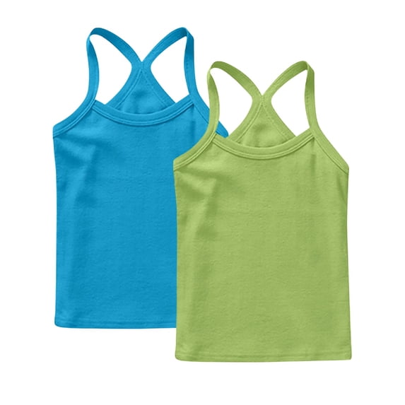 GERsome 2 Pack Girls Tank Tops Toddler Kids Undershirts Soft Cotton Cami Tank Top Summer Sleeveless Camisole Tops for Girls, Sizes 10-11 Years