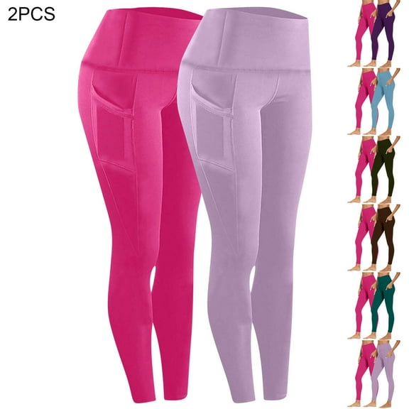 GERsome 2 Pack Leggings for Women High Waisted Full Length Tummy Control Yoga Pants with Pockets Workout Cycling Tights S-3XL