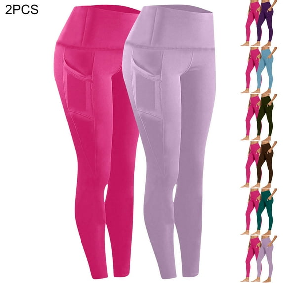GERsome 2 Pack Leggings for Women High Waisted Full Length Tummy Control Yoga Pants with Pockets Workout Cycling Tights S-3XL