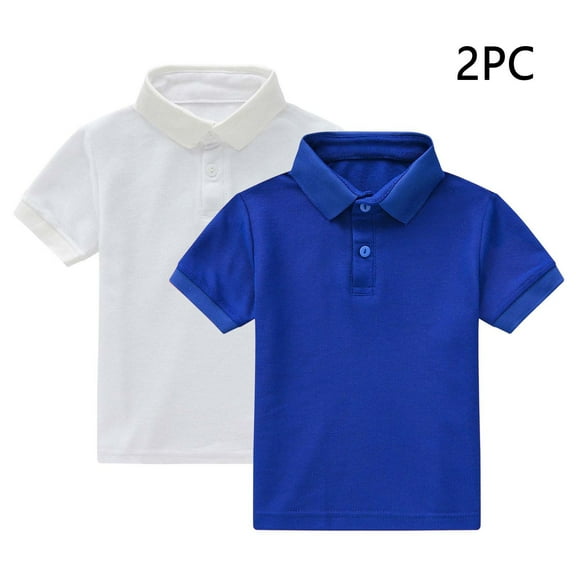 GERsome 2 Pack Short Sleeve Shirts for Boys Girls - Uniform Youth Dress Shirt Summer Tops (Ages 1-13)
