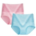 thumbnail image 1 of GERsome 2 Pack Tummy Control Underwear for Women Cotton Plus Size Full Coverage Panties Ladies High Waist Breathable Briefs L-5XL, 1 of 2