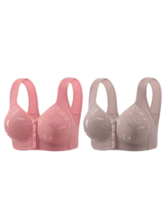 2 Pack Women's Front Closure Sports Bra Wireless Post-Surgery Bras Yoga Full Coverage Bras S-5XL