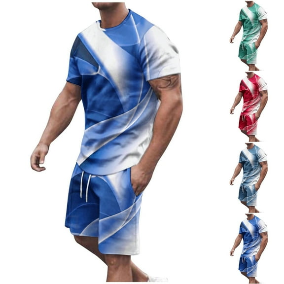 GERsome 2 Piece Tracksuits Sets for Men Summer Crew Neck Short Sleeve Tops and Shorts Outfits Casual Athletic Gym Loungewear S-5XL