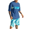 thumbnail image 1 of GERsome 2 Piece Workout Sets for Men Summer Hawaiian Crew Neck Short Sleeve Tops and Shorts Outfits Athletic Gym Loungewear S-4XL, 1 of 5